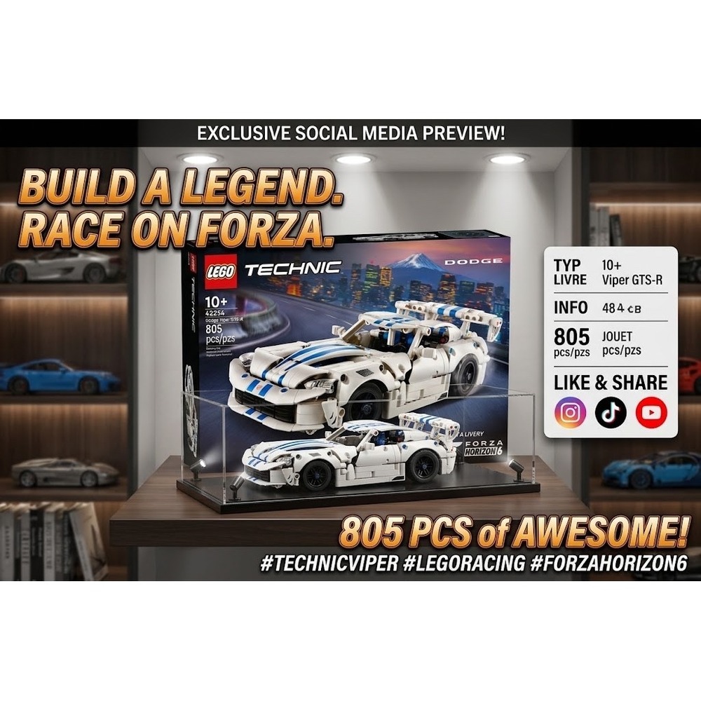 LEGO TECHNIC/DODGE VIPER GTS-R SET/42234/FORZA HORIZON/805 PCS/NIB/MSLTDV082826